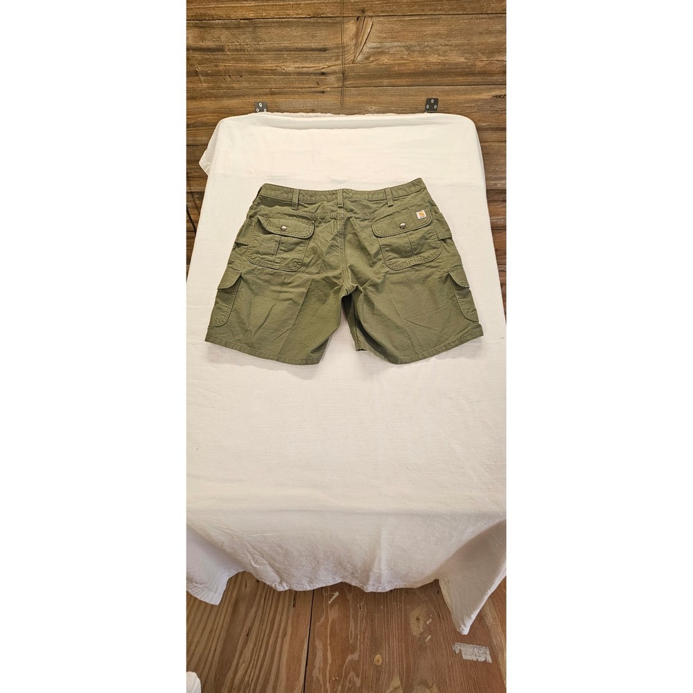 Carhartt Mens Olive Green Canvas Cargo Shorts Size 16 WB164 LOV Relaxed Fit - Picture 6 of 11